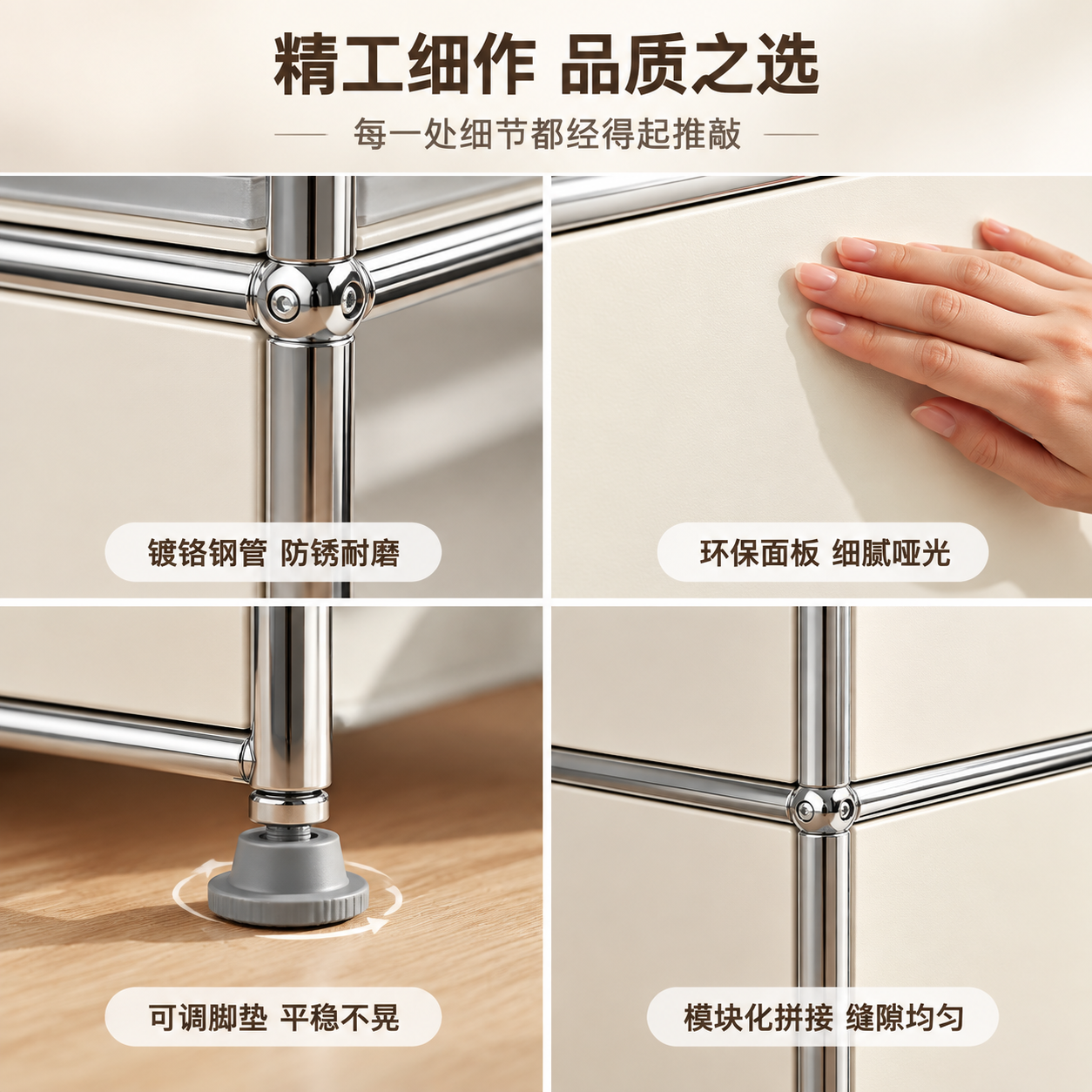 [主图-3] 材质与工艺细节展示，突出金属框架质感与面板工艺，… - 图片创意预览