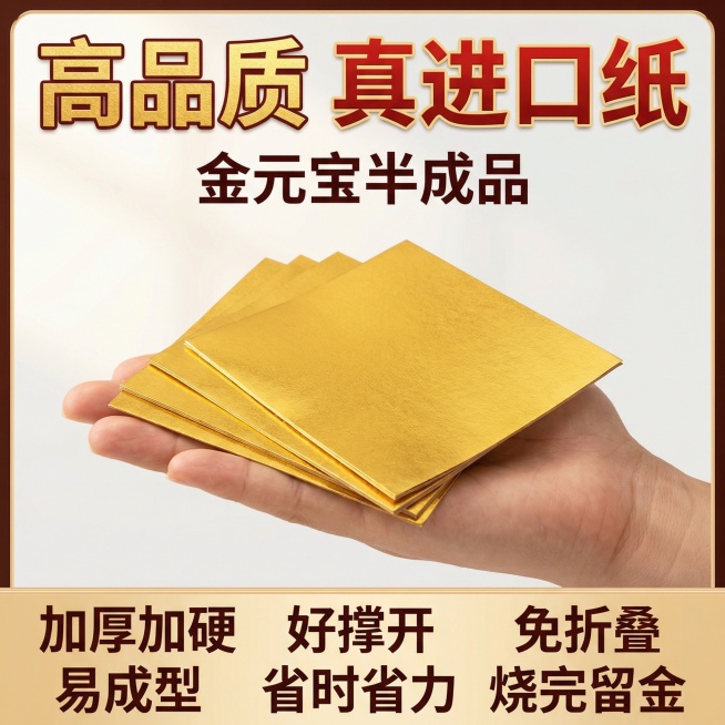 这张图片是产品主体这款产品是金元宝半成品，我需要设计10张主图在拼多多上面售卖 主图场景布局能用到的多场景元素布局显得高级一些，主图场景图背景为：红木桌面  深色纹理木桌  黑色绒布/绸缎打开的古典木预览效果