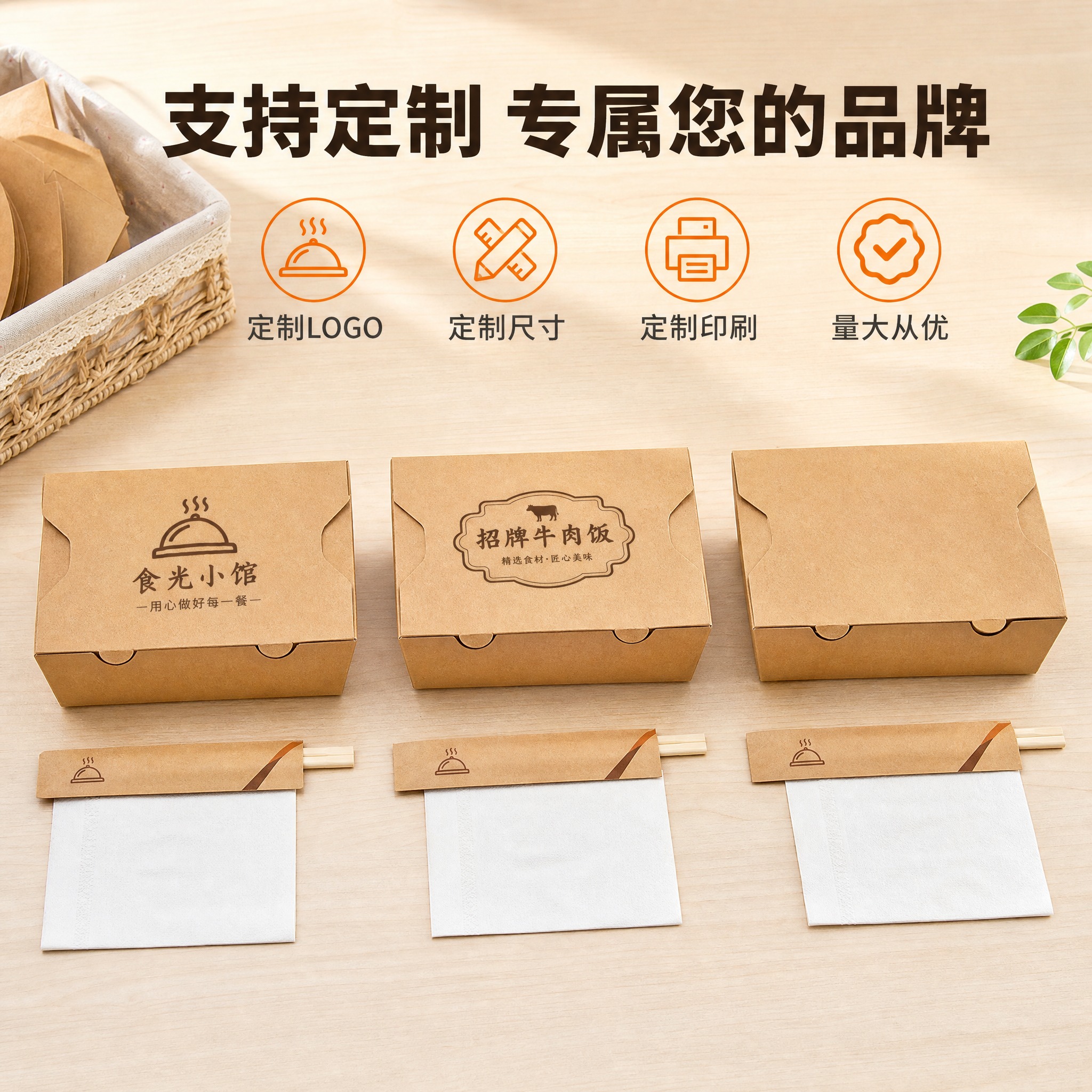 [主图-4] 可定制卖点展示图，体现餐盒支持LOGO印刷、定制… - 图片创意预览