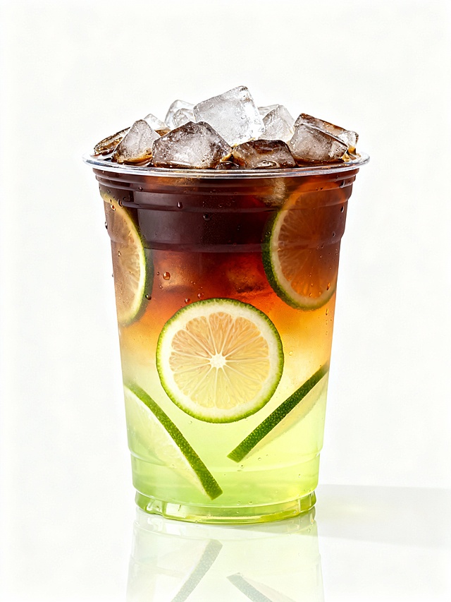 清新渐变冰饮，轻拟物风玻璃杯设计，清透果香层叠，实景感十足，夏日清爽一夏。