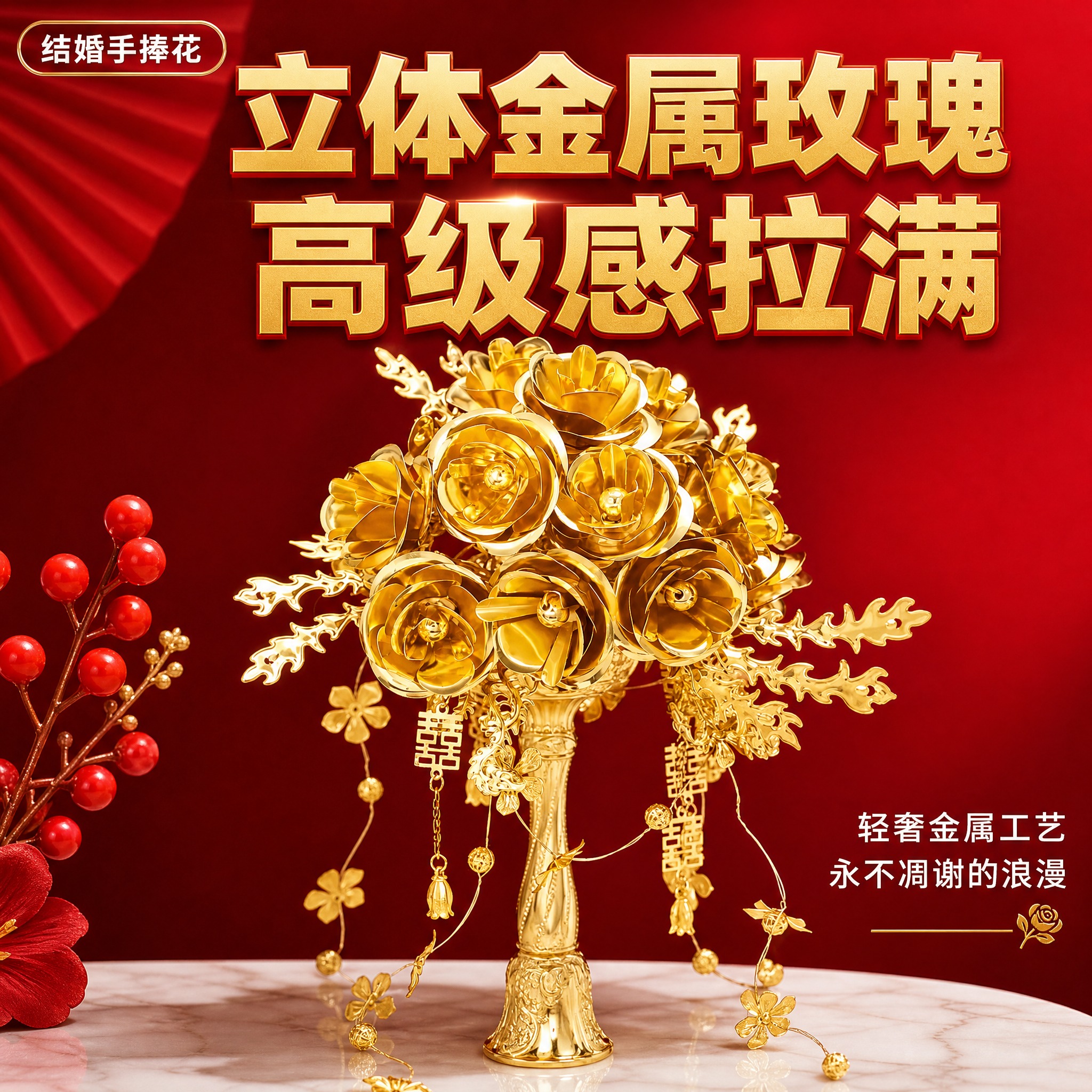 [主图-1] 主题：立体金属玫瑰 高级感拉满。拼多多平台1:1… - 图片创意预览