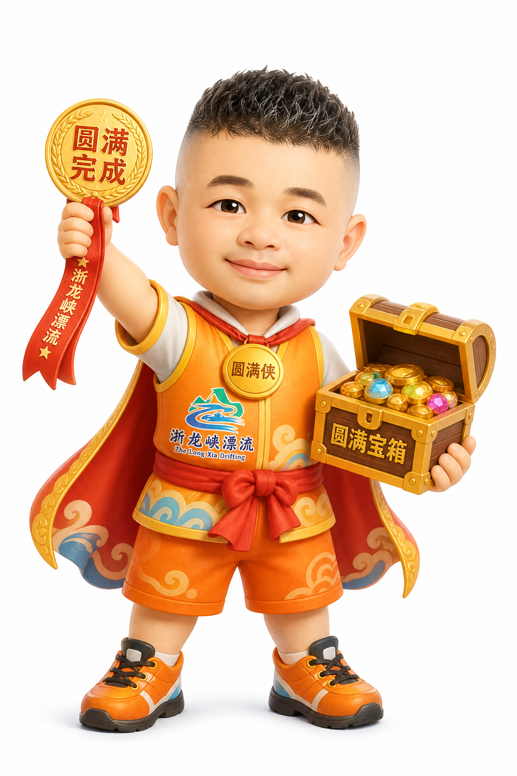 基于参考图中男子的脸部特征，将其设计为Q版卡通NPC形象【圆满… - 图片创意预览