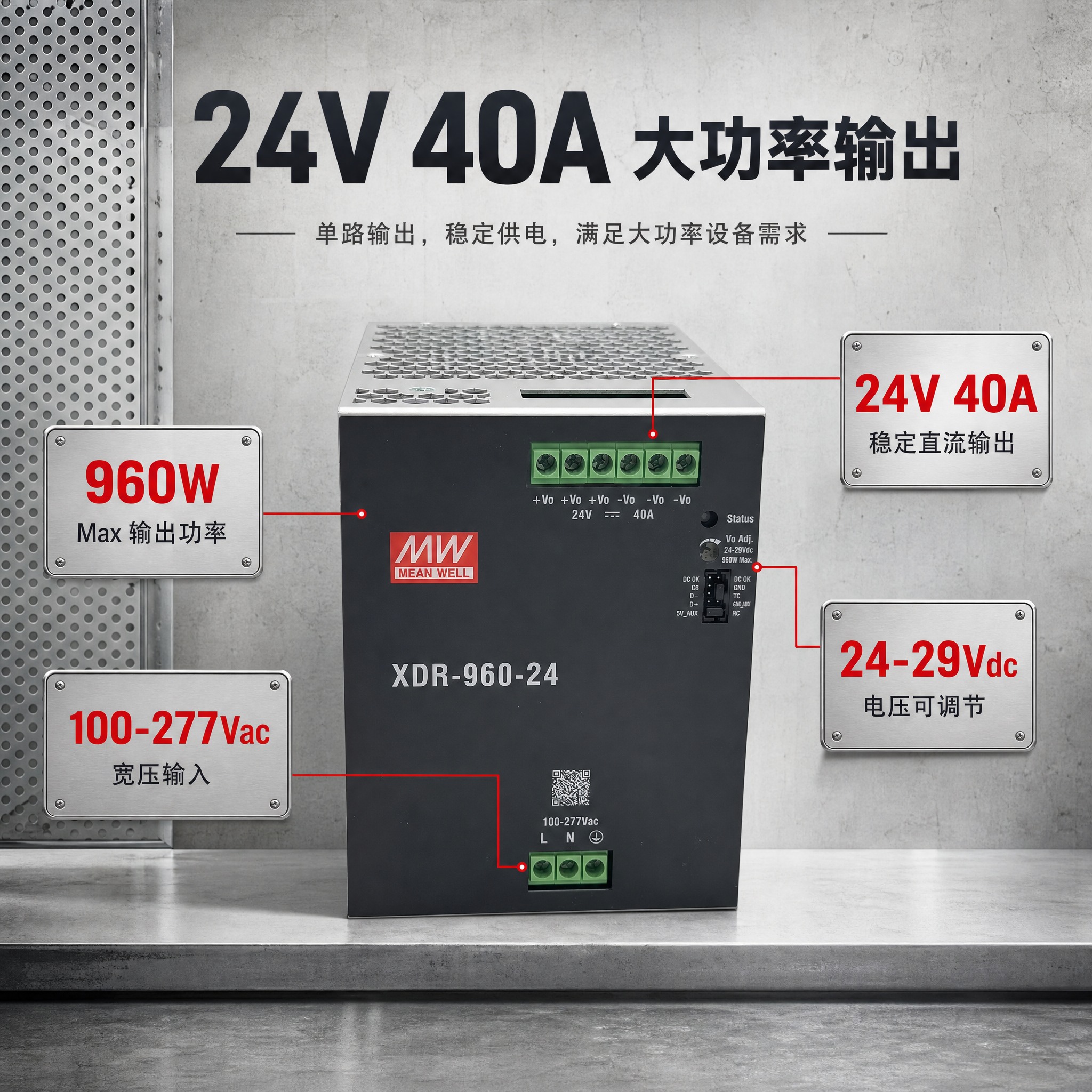 [主图-2] 核心价值图：聚焦“24V/40A大功率输出”这一… - 图片创意预览