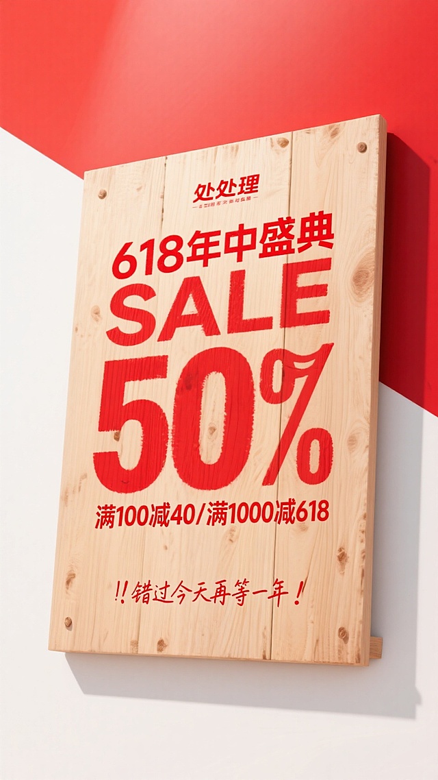 创意木板文本框·促销感电商海报