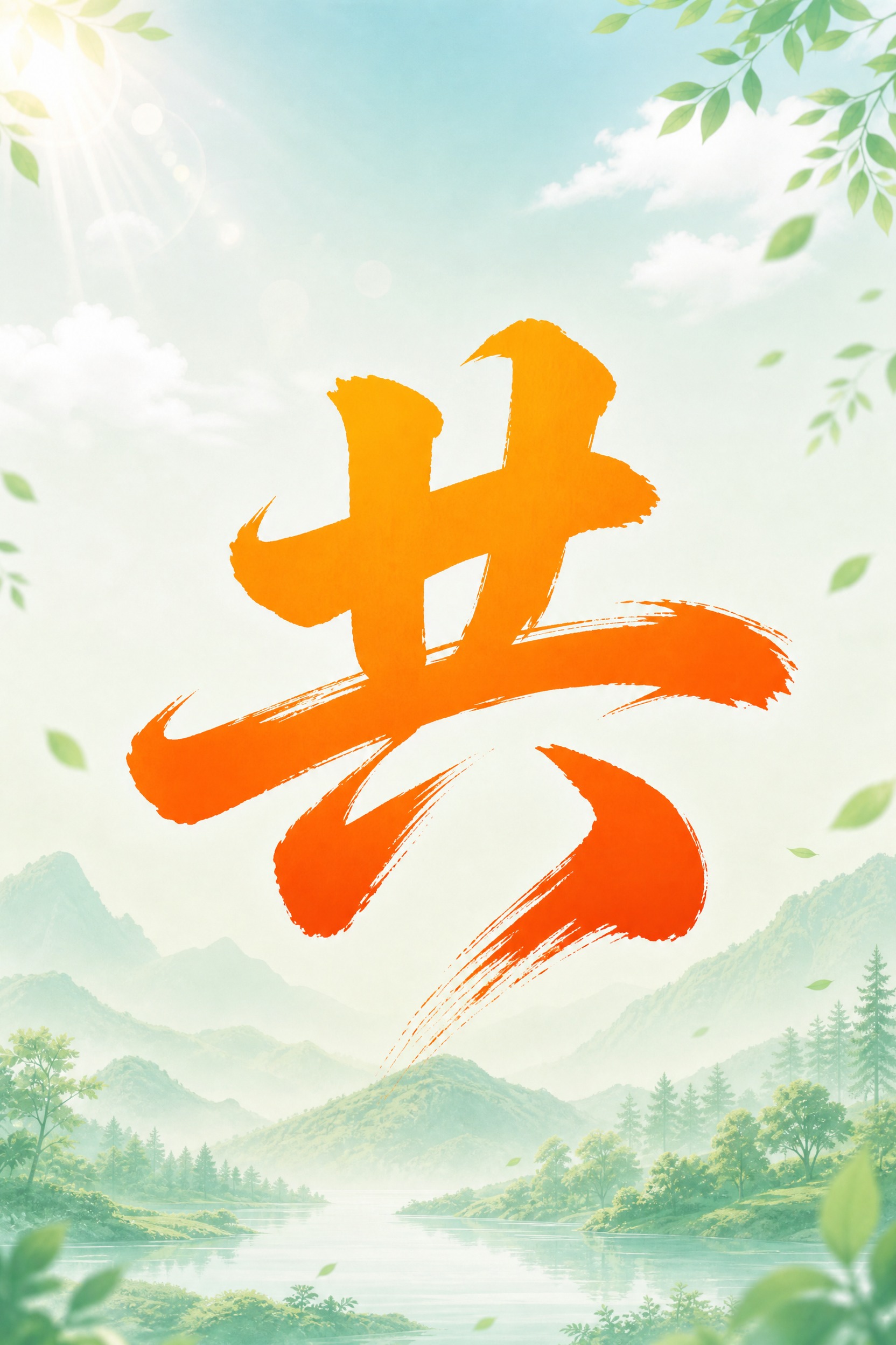 生态环境主题背景单字海报，A4竖版2:3比例。背景为淡绿色渐变… - 图片创意预览