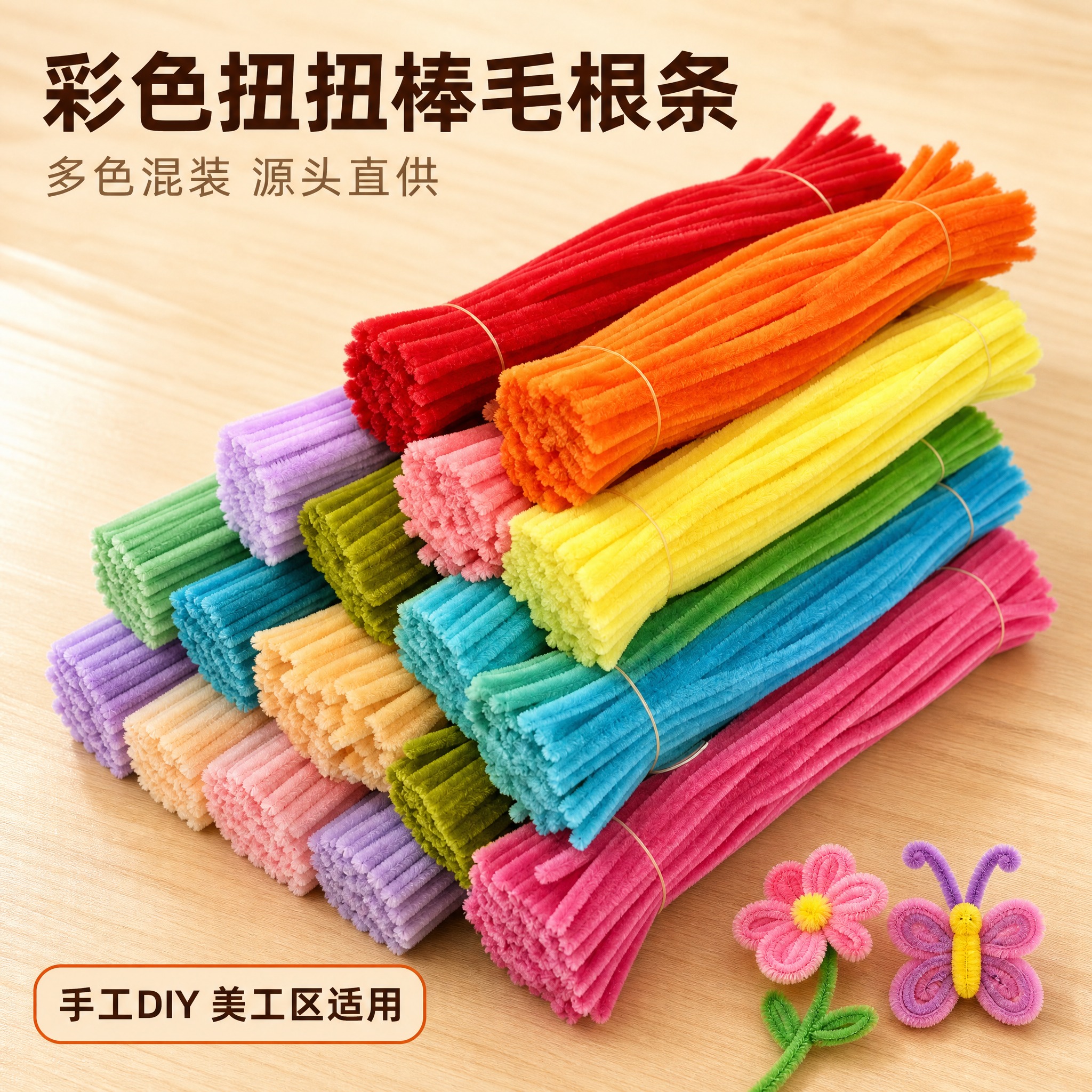 [主图-1] 商品名称：彩色扭扭棒毛根条。主题与唯一任务：16… - 图片创意预览