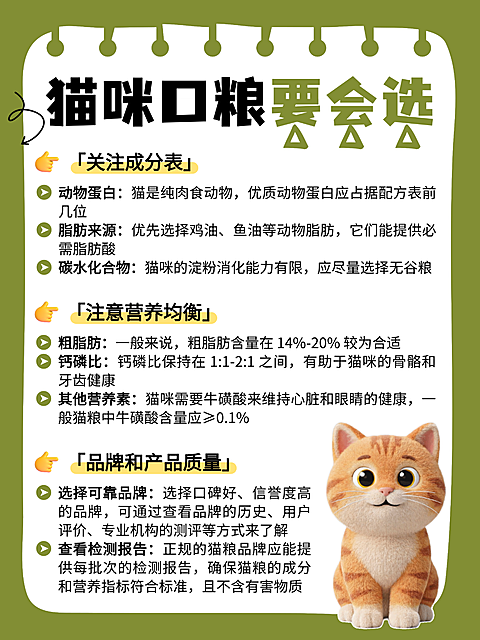猫咪口粮产品知识科普分享手账风小红书配图