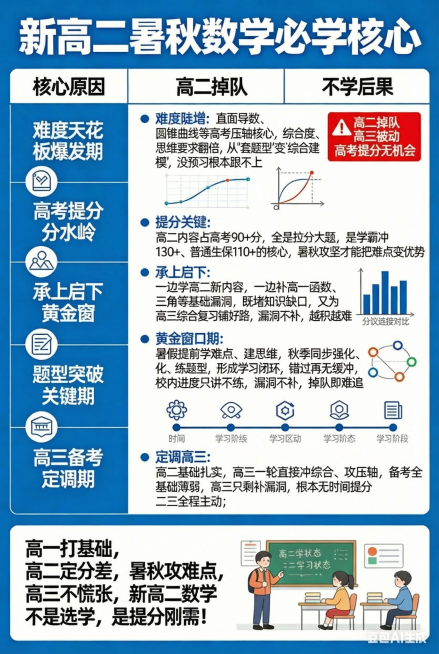 修正图中的文字错误：1. 将左侧重复的“承上启黄金窗”改为“题型突破关键期”；2. 删除正文底部错误文字“三三气程主主动;”，修正为“二三全程主动；”；3. 保留其他所有图文内容、排版布局和配色风格不预览效果