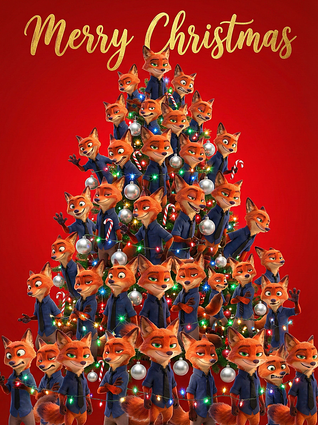 疯狂动物城尼克造型圣诞树太酷啦~