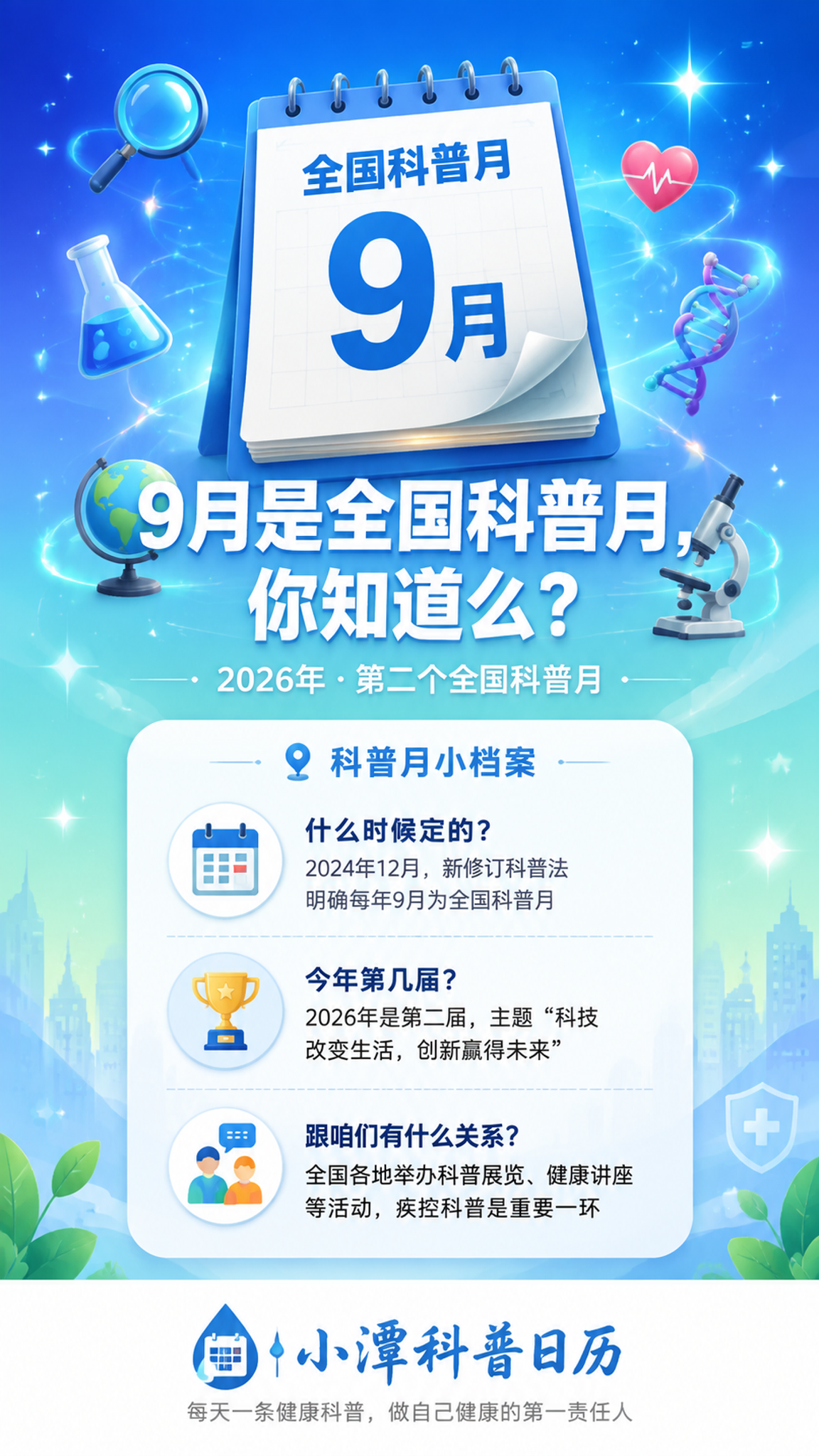 一张竖版科普月宣传海报，9:16比例，画面分为上中下三区。 【… - 图片创意预览