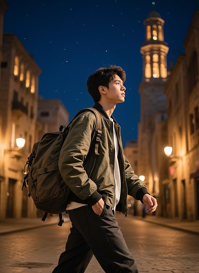 修改一下这张图，环境改成夜晚，自然的光线