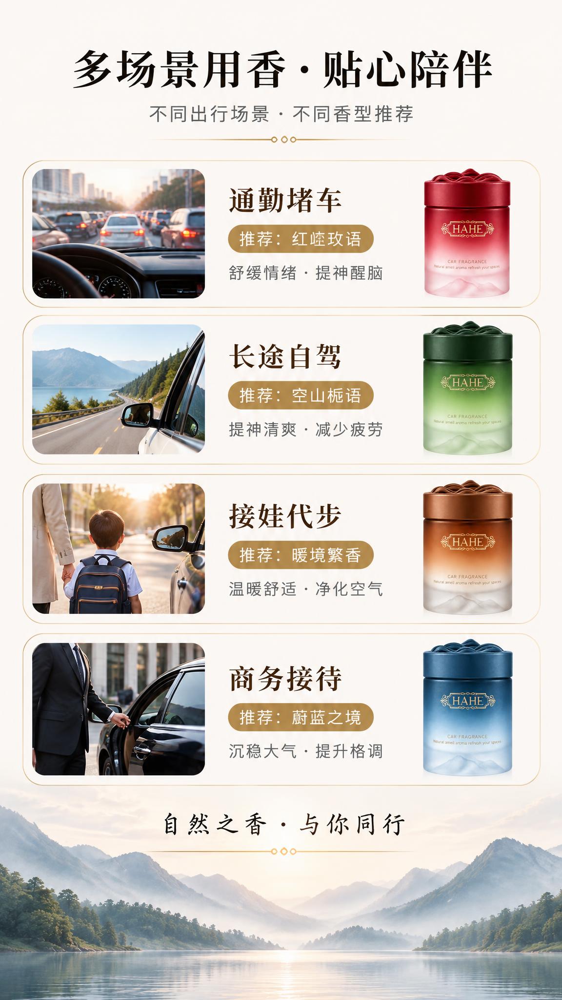 参考【图2】风格：米白底+底部真实山水+宋体标题+金色细线装饰… - 图片创意预览