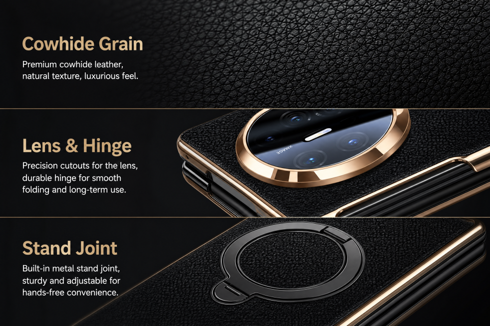 [Screen 4] Product Details for Amazon A+ Fuqiaode leather case. Three macro areas vertically: top co预览效果