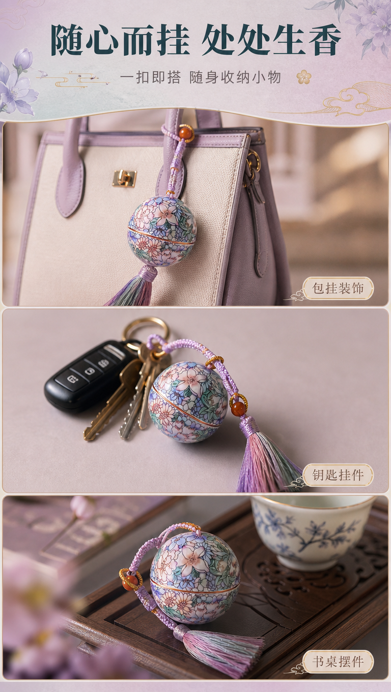 [商品] 使用【图1】骨子里国风万花款珐琅彩陶瓷分装罐挂件；保… - 图片创意预览