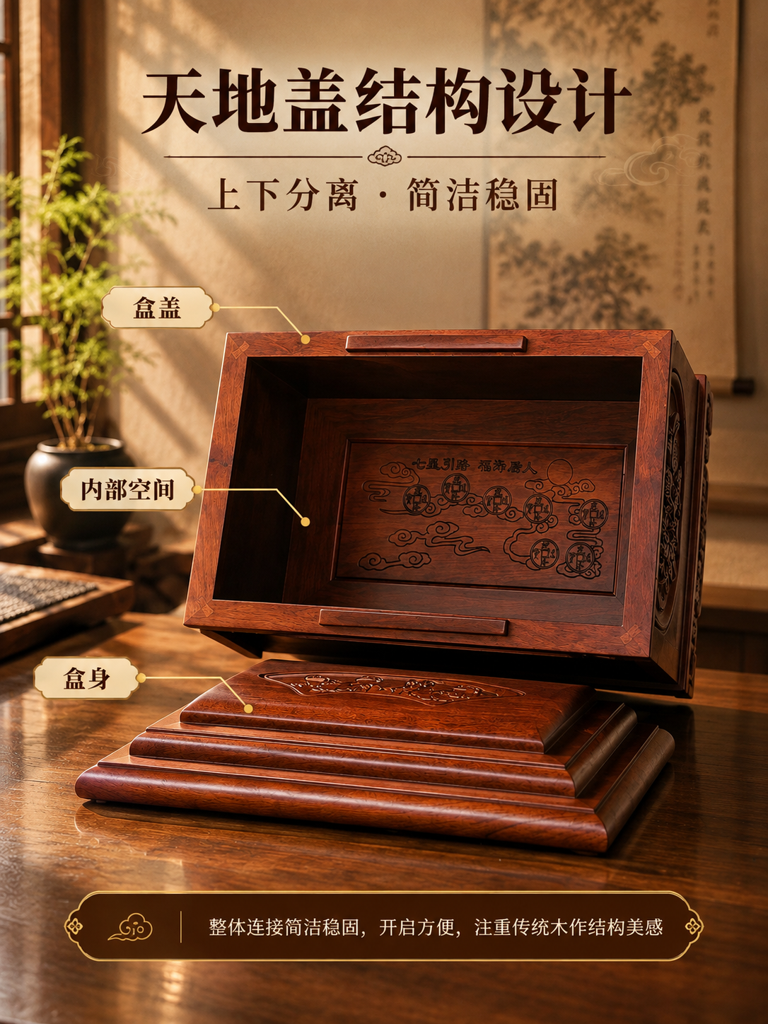 [商品] 使用【图3】金玉满堂古夷苏木骨灰盒开盖图；保留天地盖… - 图片创意预览