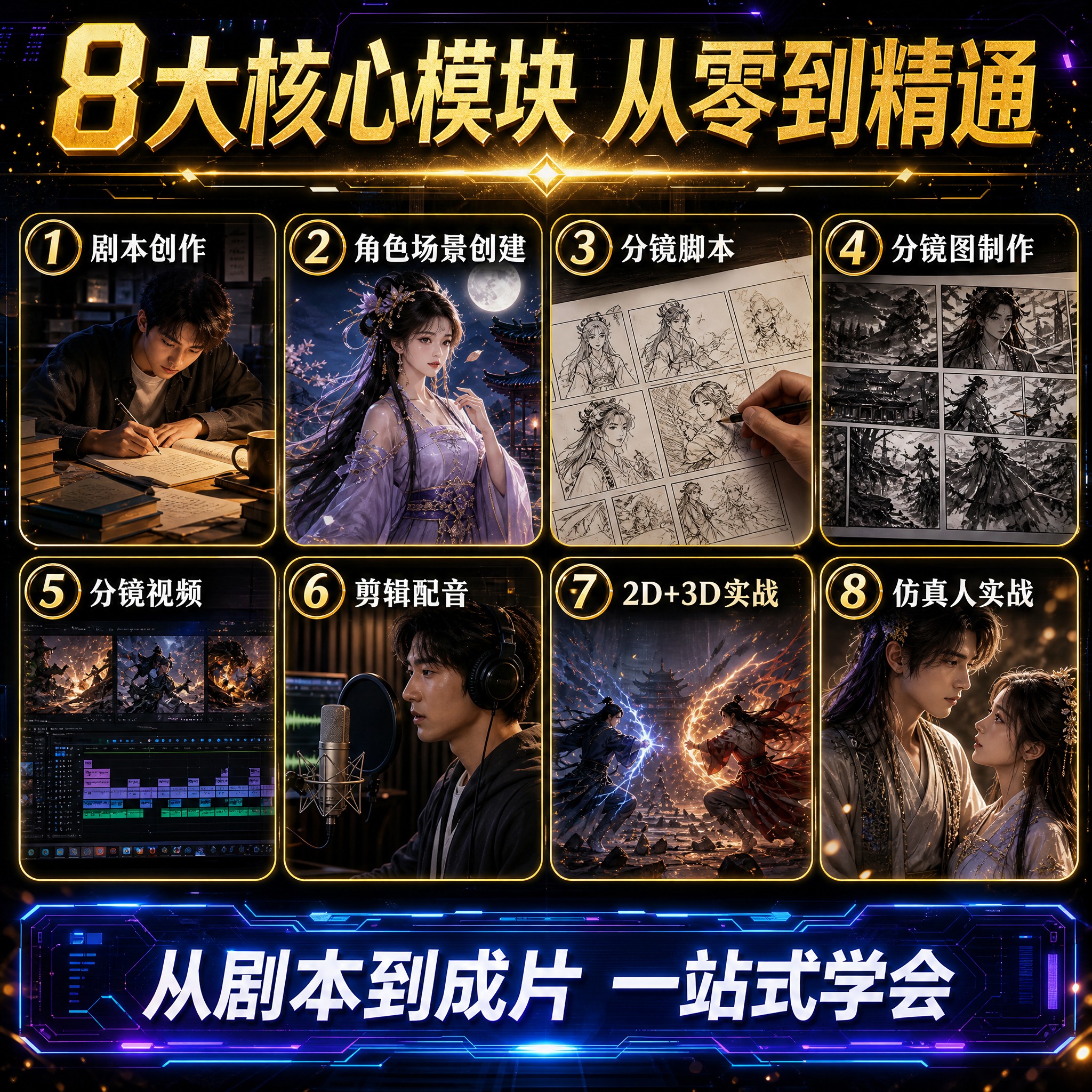 [主图-2] AI漫剧教程 课程亮点与内容结构展示。拼多多电商… - 图片创意预览