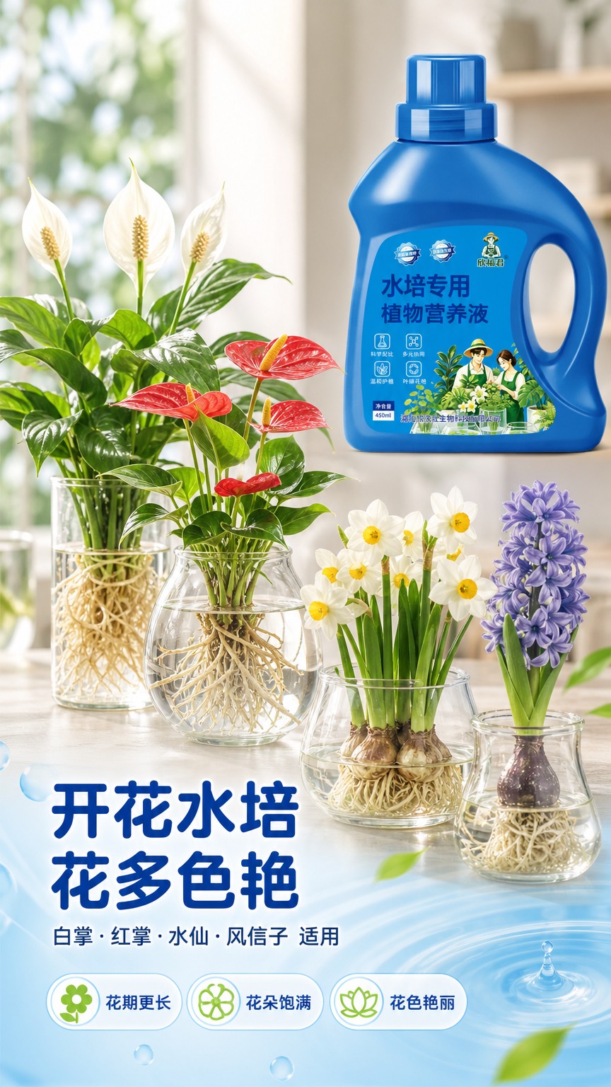 [商品] 使用【图1】欣福君水培专用植物营养液蓝色瓶装；保留瓶… - 图片创意预览