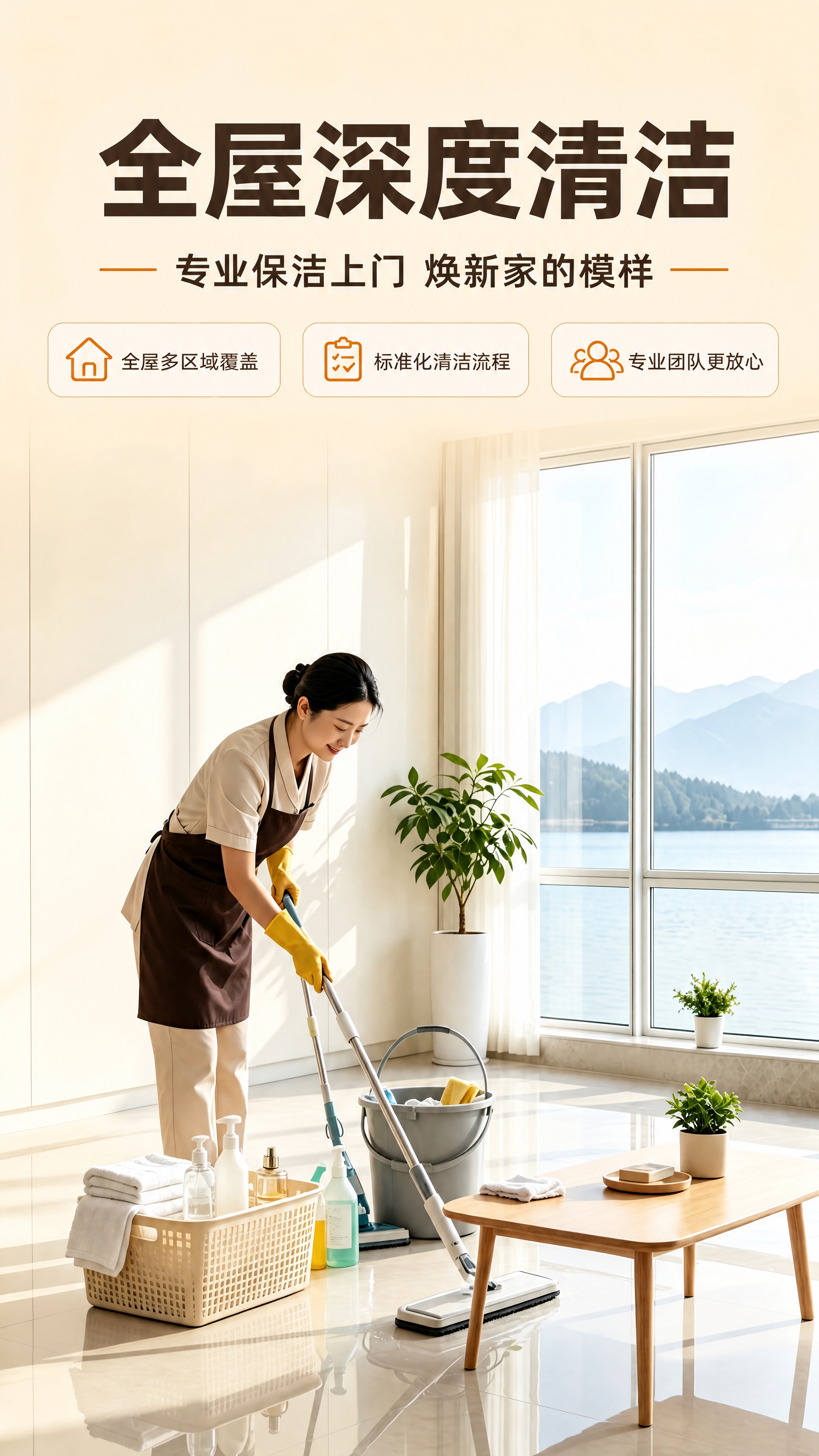 [商品] 全屋深度清洁上门服务；使用【图1】中专业保洁人员形象… - 图片创意预览