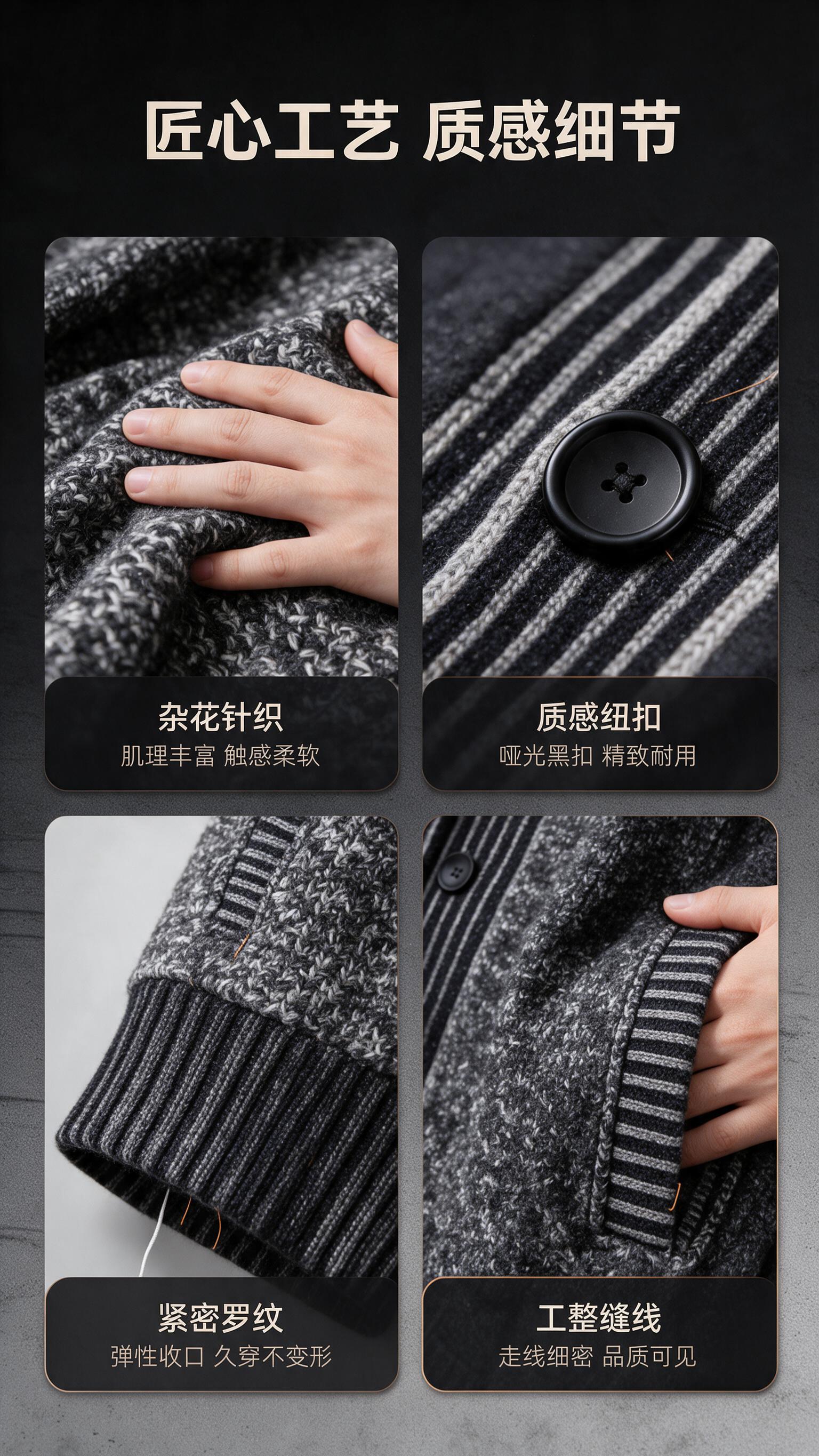 [商品] 使用【图1】杂灰色立领针织开衫夹克；商品处理：保留立… - 图片创意预览