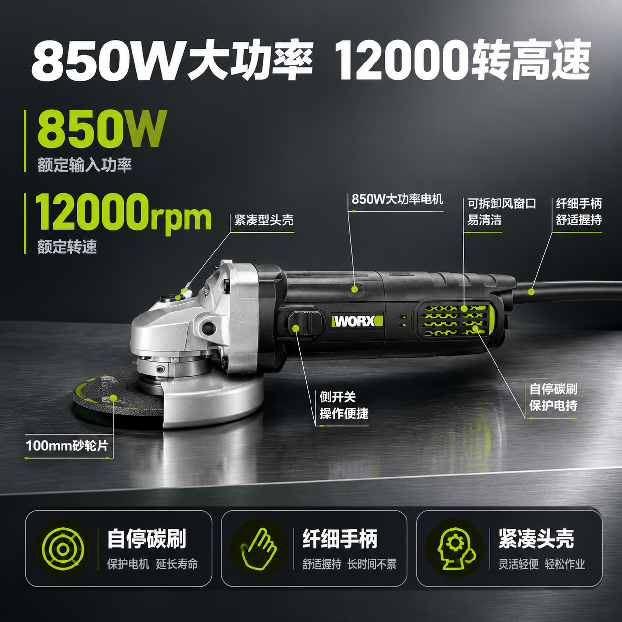 [主图-2] 性能+功能图，主题：850W大功率 12000转… - 图片创意预览