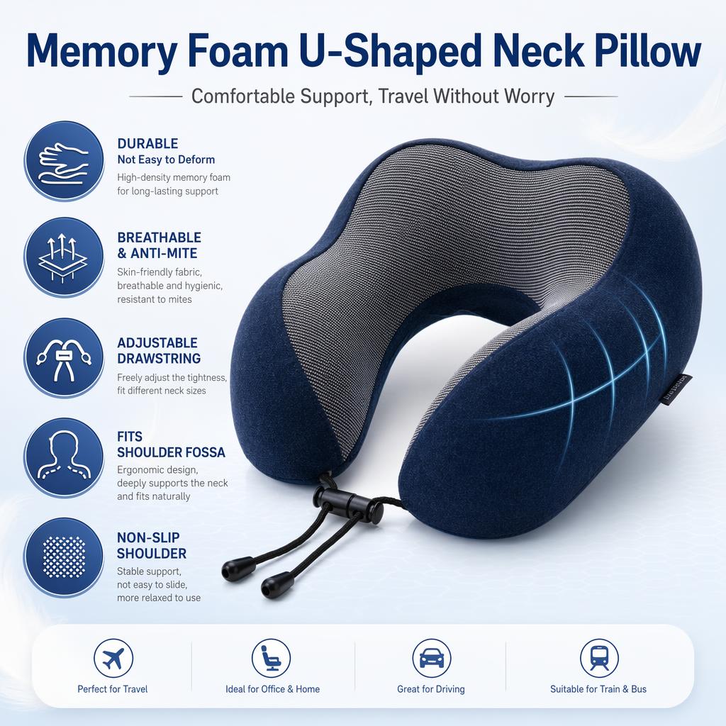 Memory Foam U-Shaped Neck Pillo… - 图片创意预览