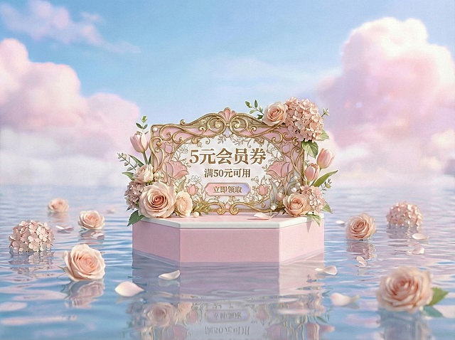 水面上加点花朵点缀