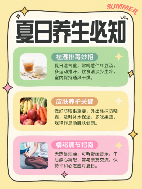 夏日养生知识分享清新简约风小红书配图预览效果