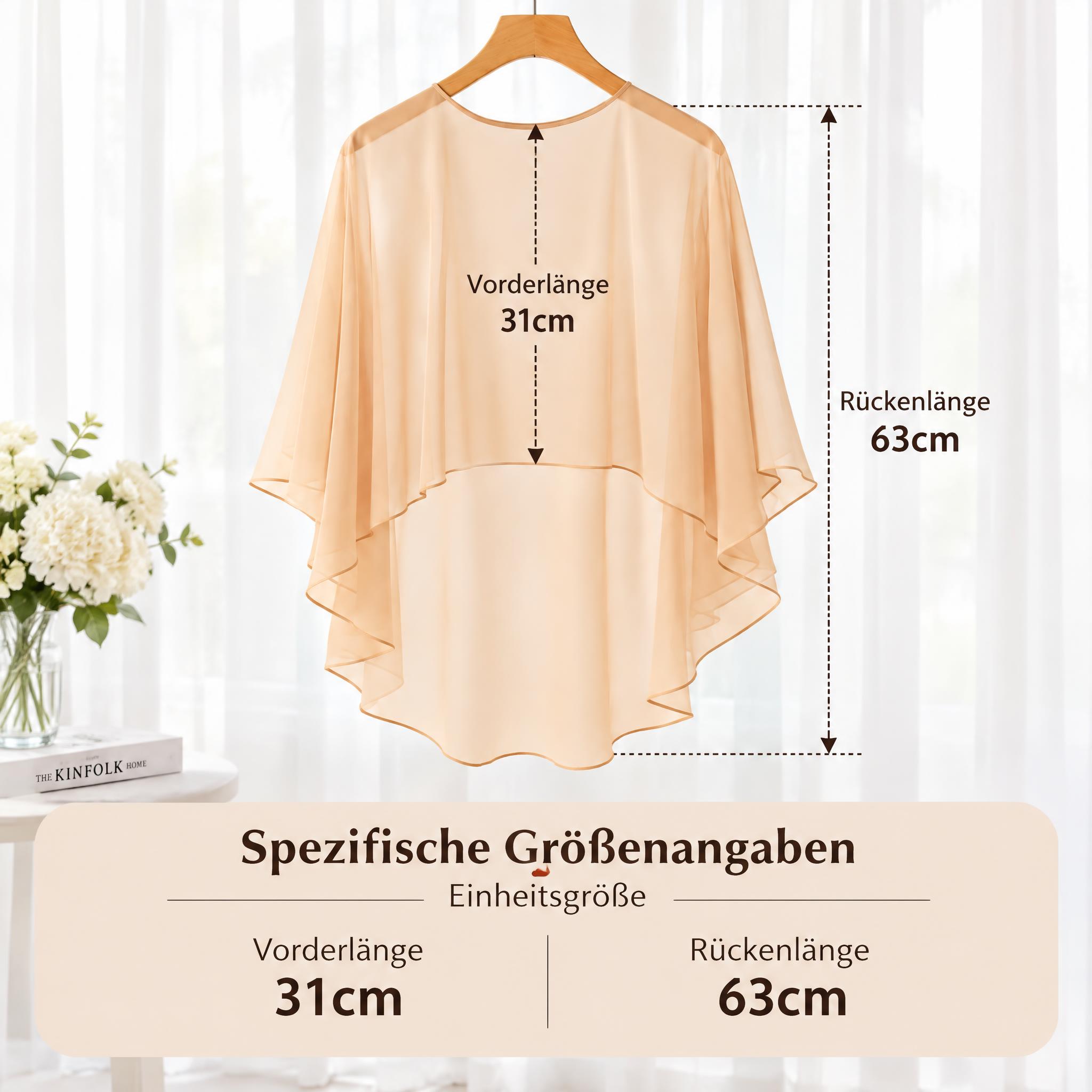 champagne beige chiffon cape sh… - 图片创意预览