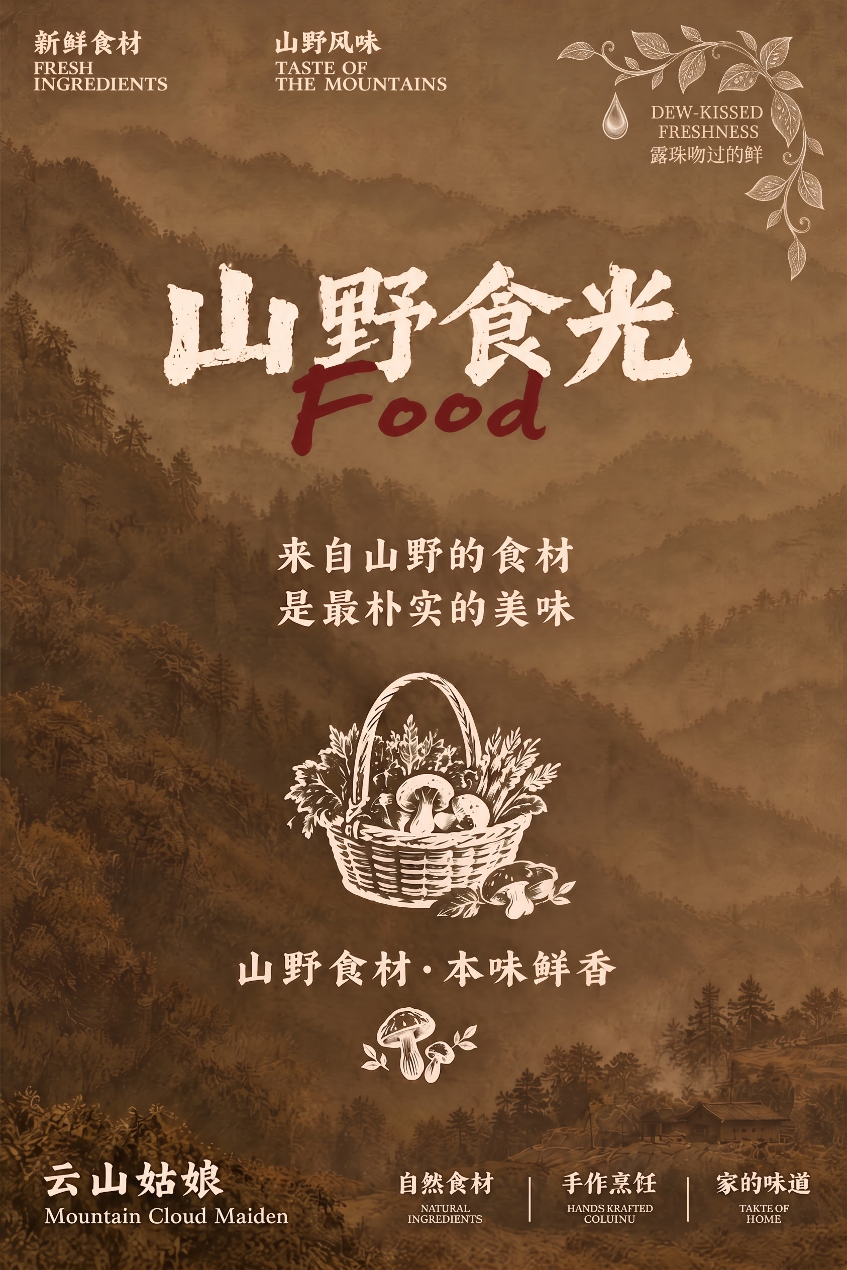 整体不要变化，右上角的文案和树叶这些图案整体靠右，位置要合理 - 图片创意预览