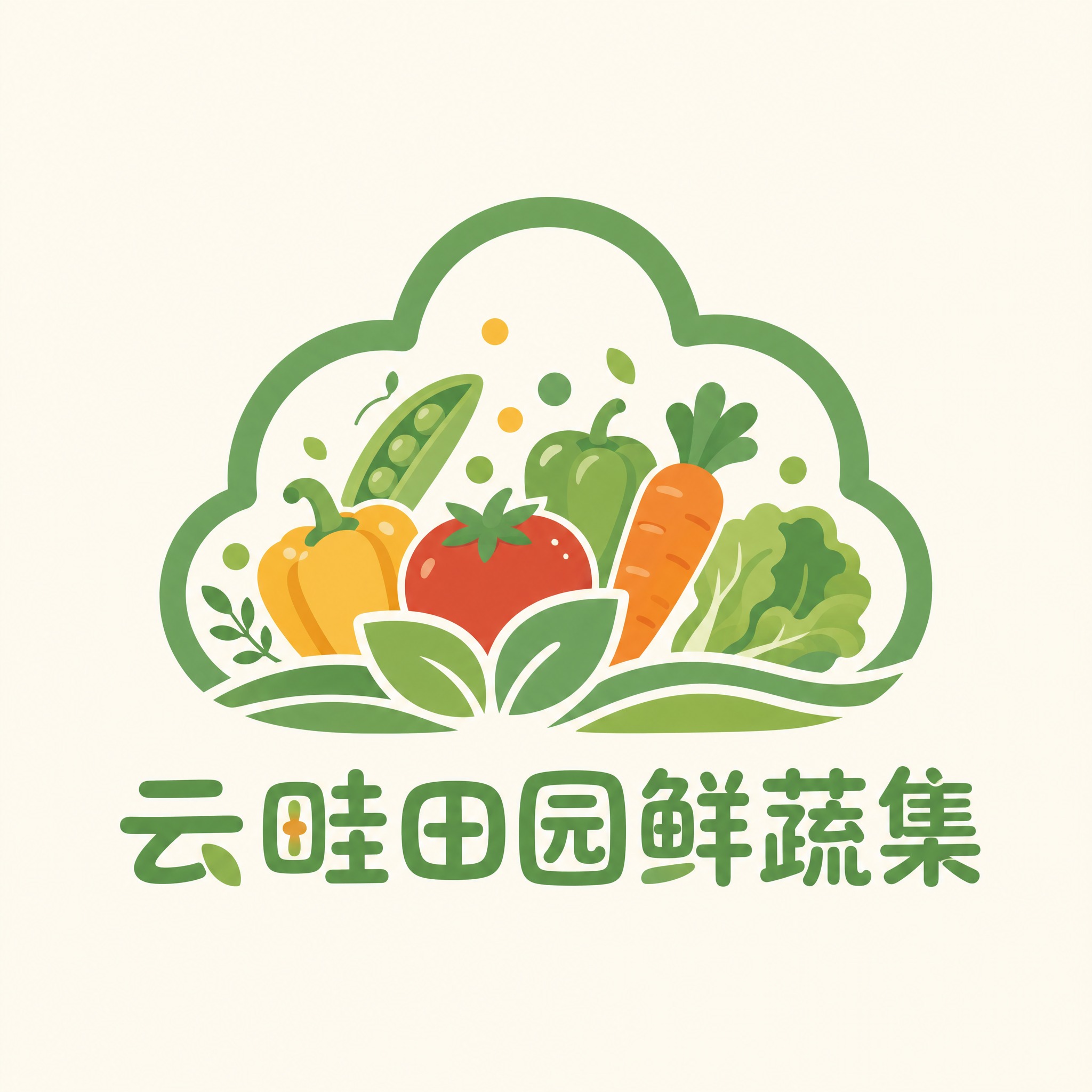 为'云畦田园鲜蔬集'设计一个1:1正方形的LOGO，融合两张参… - 图片创意预览