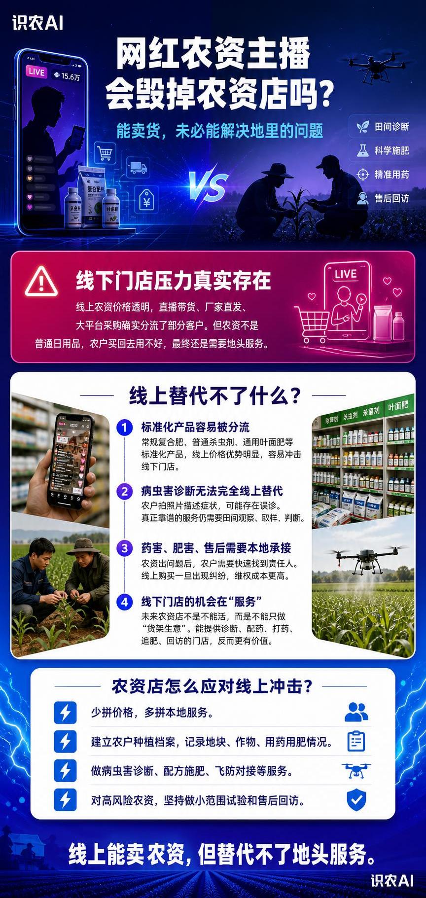 一张9:16竖版农业行业洞察内容海报，深蓝紫色科技底色，整体风… - 图片创意预览