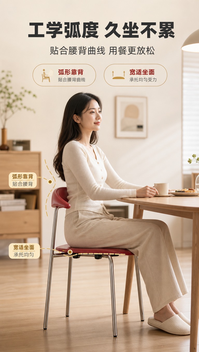 [商品] 使用【图1】DY-8857餐椅朱砂红款；保留弧形靠背… - 图片创意预览