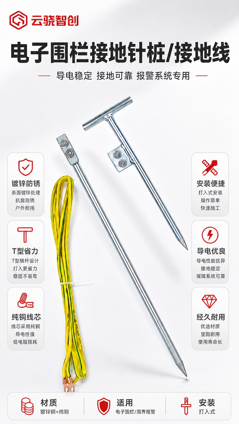 [商品] 使用【图1】电子围栏接地针桩/接地线三件套（T型镀锌… - 图片创意预览