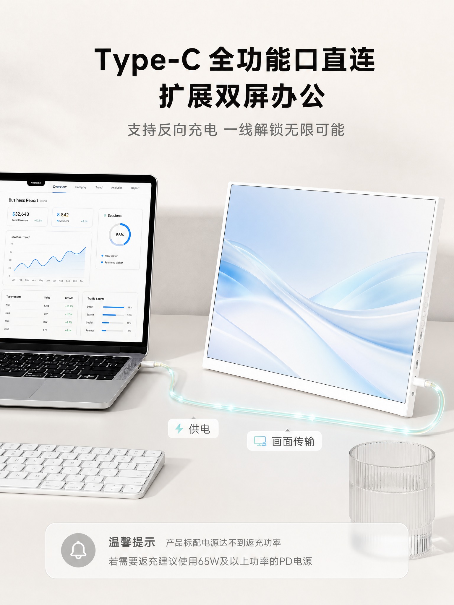 [商品] 使用【图7】侧面接口视图白色便携显示屏；保留素白机身… - 图片创意预览