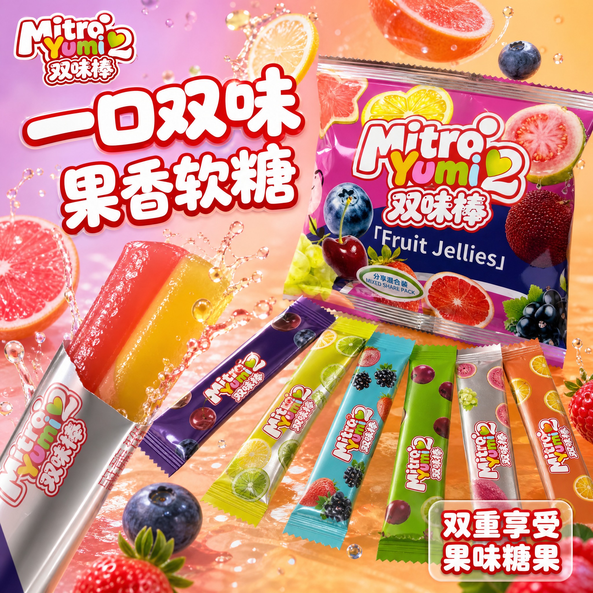 [主图-1] 主题：一口双味 果香软糖。唯一任务：首图点击率，… - 图片创意预览