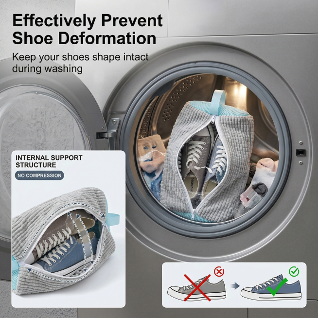 Generate the second image of the product detail page, focus on showing the core feature: shoe deform预览效果