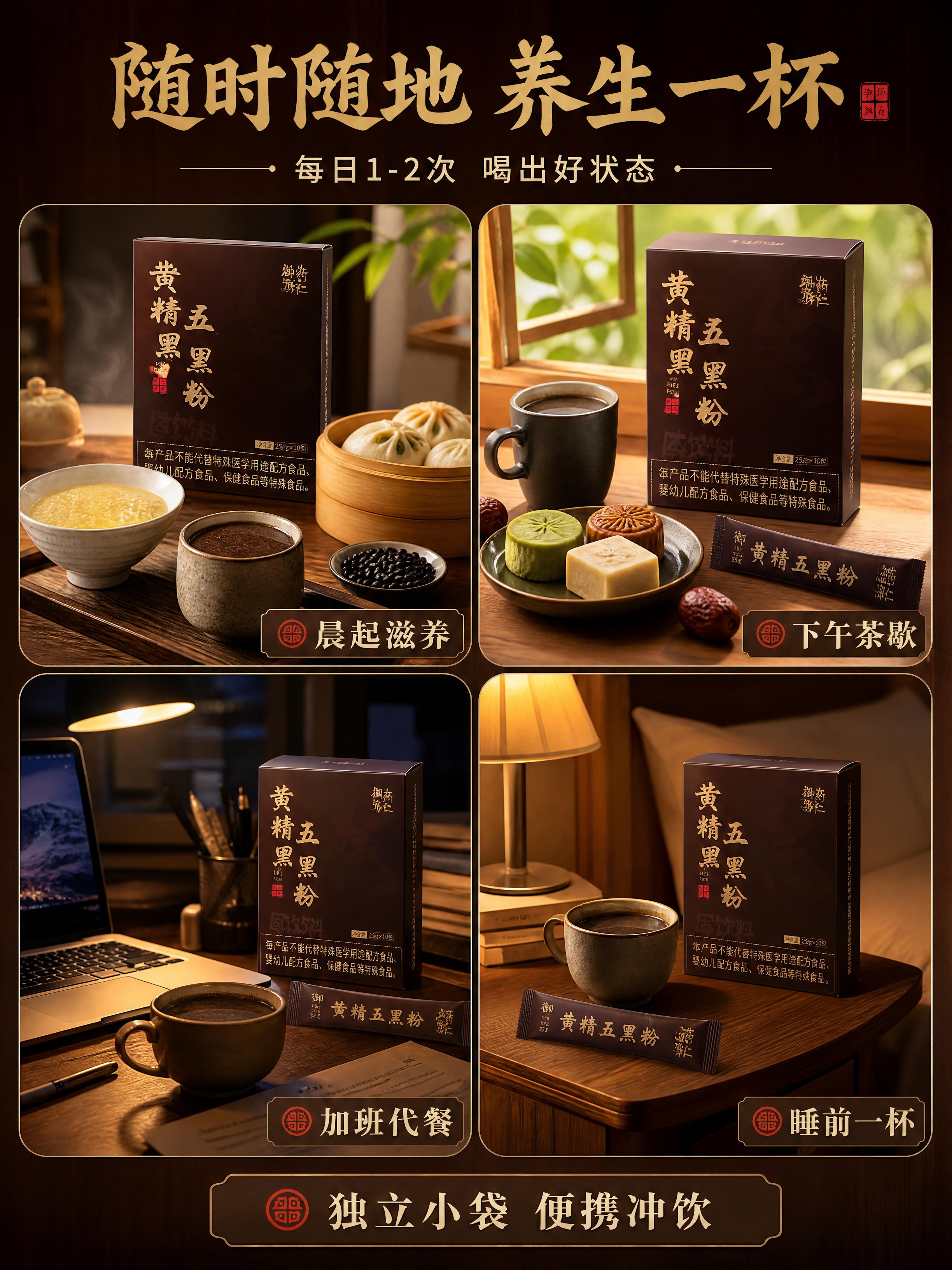 [商品] 使用【图1】黄精五黑粉包装盒，在每个场景卡片中自然露… - 图片创意预览
