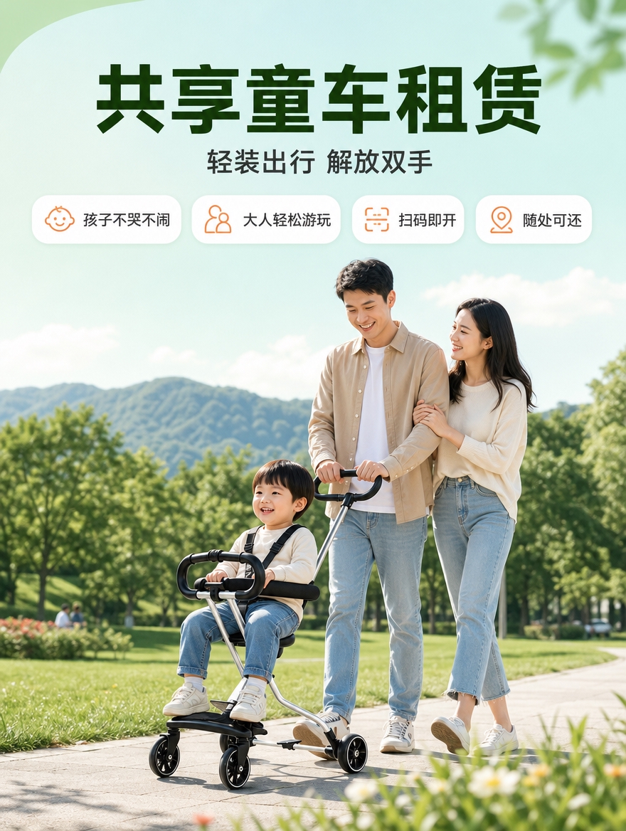 [商品] 使用【图1】共享童车，保留银色铝合金车架、黑色座椅与… - 图片创意预览