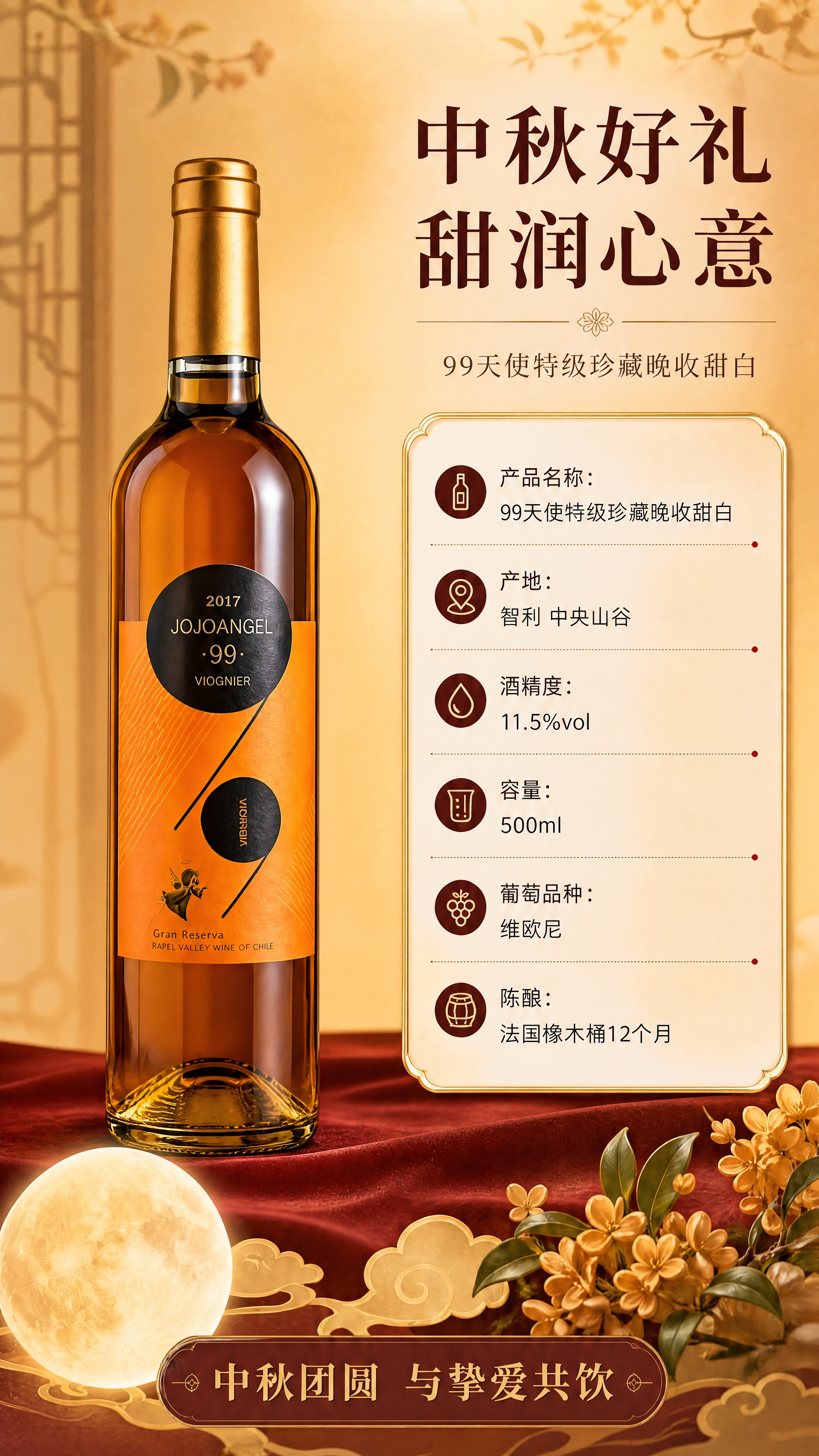 移除画面中的红色礼盒包装盒，仅保留左侧的99天使甜白葡萄酒瓶；… - 图片创意预览