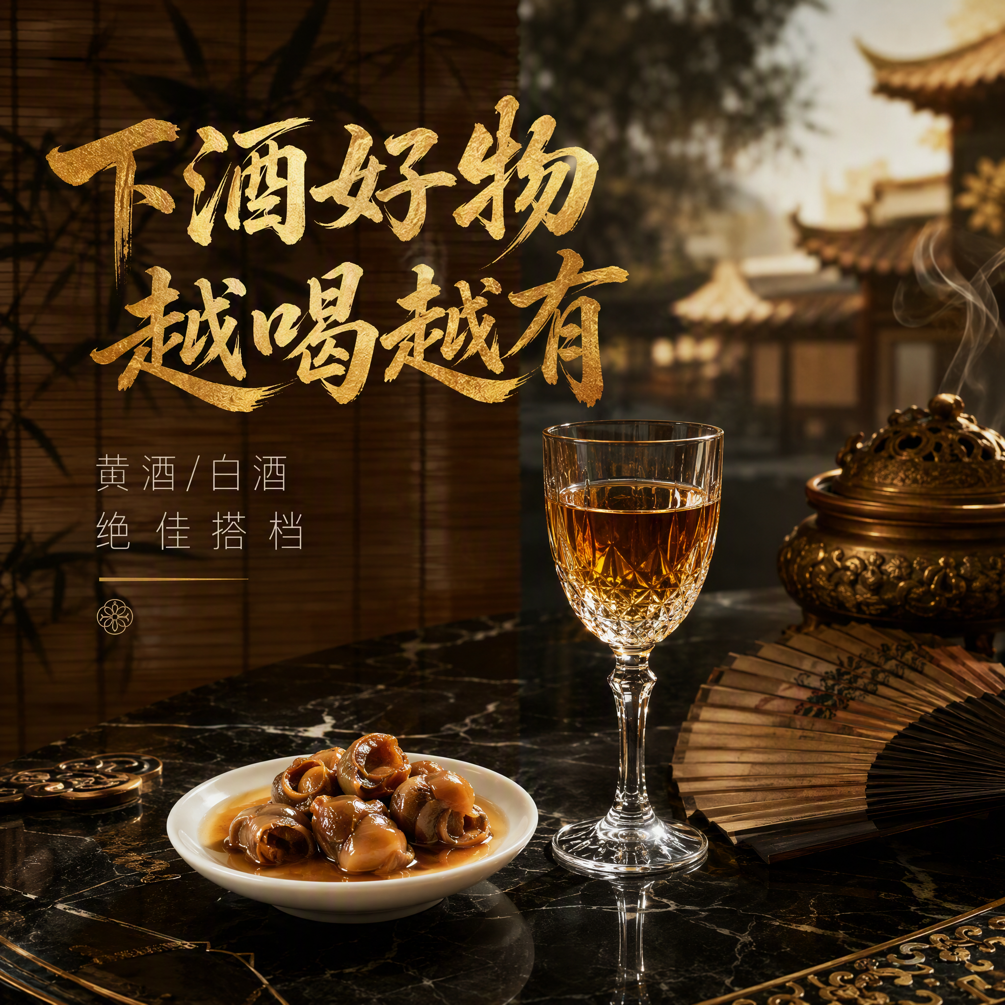 1:1比例，国潮新中式宫廷华贵风，轻奢高级质感。深色大理石纹理… - 图片创意预览
