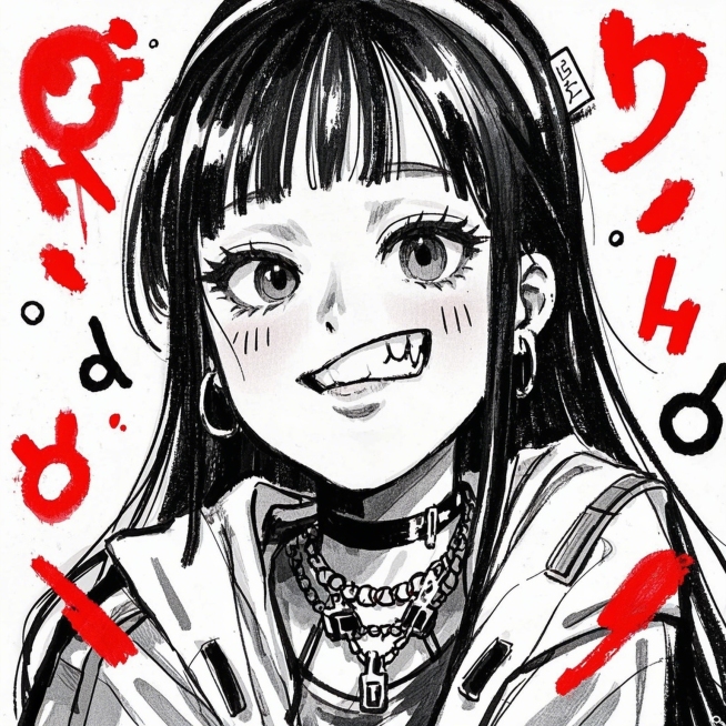 做鬼脸的女孩，潮流的装扮预览效果