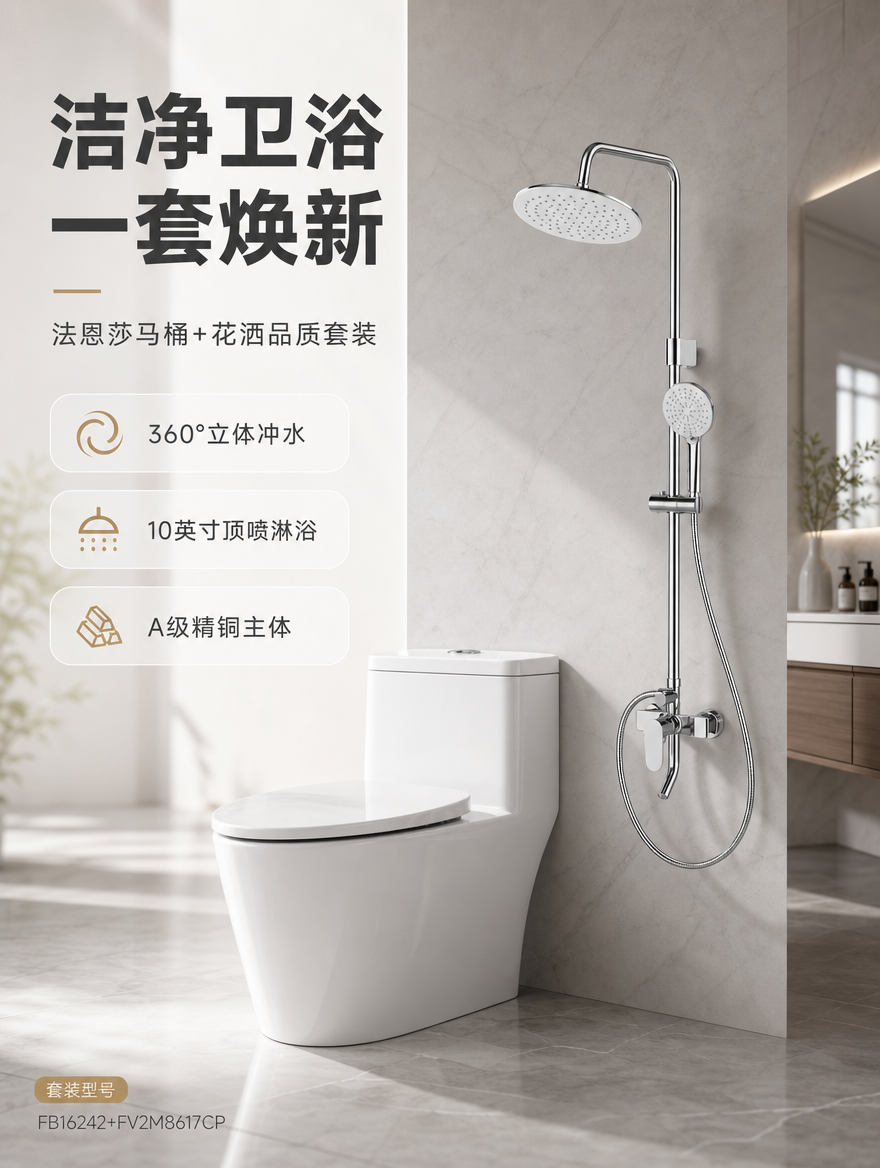 [商品] 使用【图1】法恩莎卫浴套装：左侧白色连体马桶FB16… - 图片创意预览