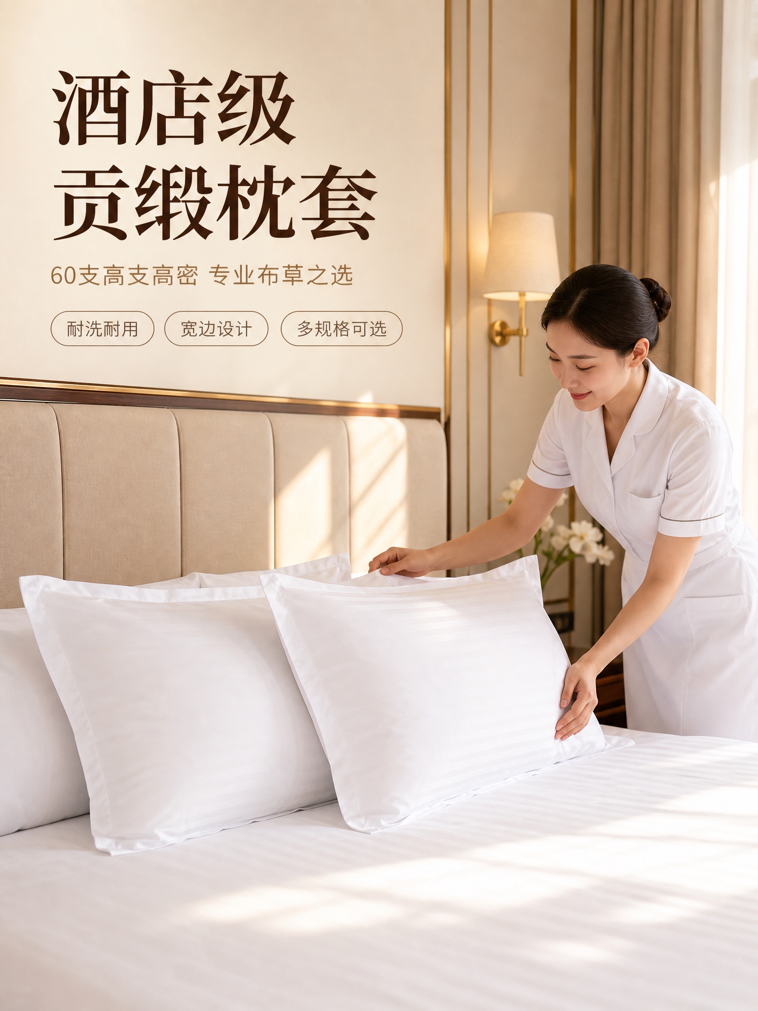 [商品] 使用【图1】酒店款纯白贡缎枕套；保留纯白颜色、贡缎面… - 图片创意预览