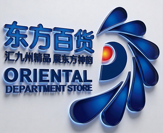 使用平面包边烤漆材质生成发光字，其中的汉字与英文使用深蓝色。