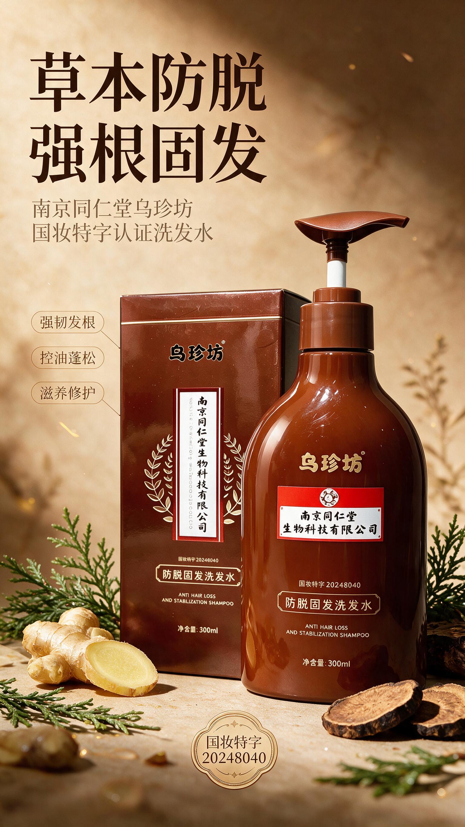 [商品] 使用【图2】南京同仁堂乌珍坊防脱固发洗发水（瓶+外盒… - 图片创意预览