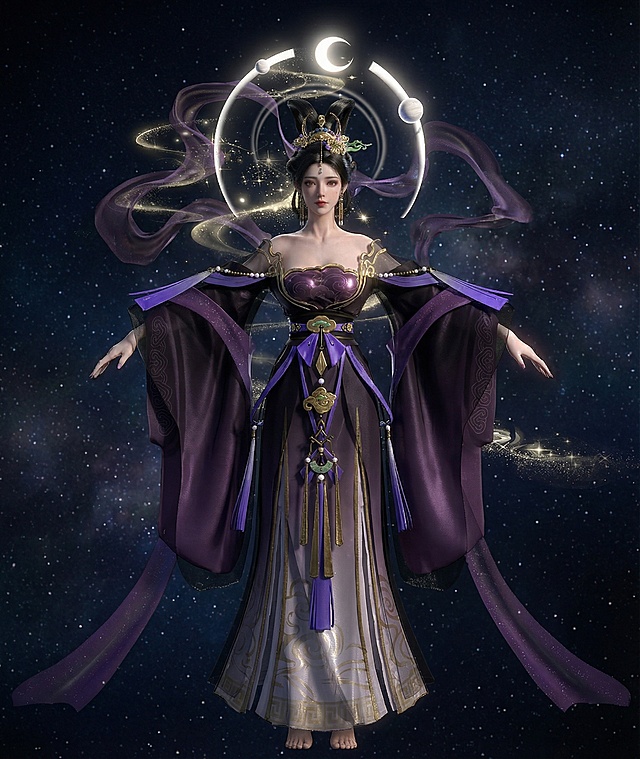 保持原画正视图Apose姿势不变，转化为超写实3D渲染，光追渲染，唯美光线渲染