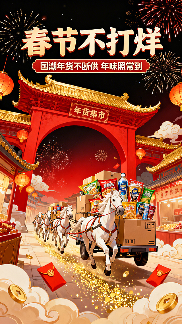 新年电商活动海报}春节|年货节