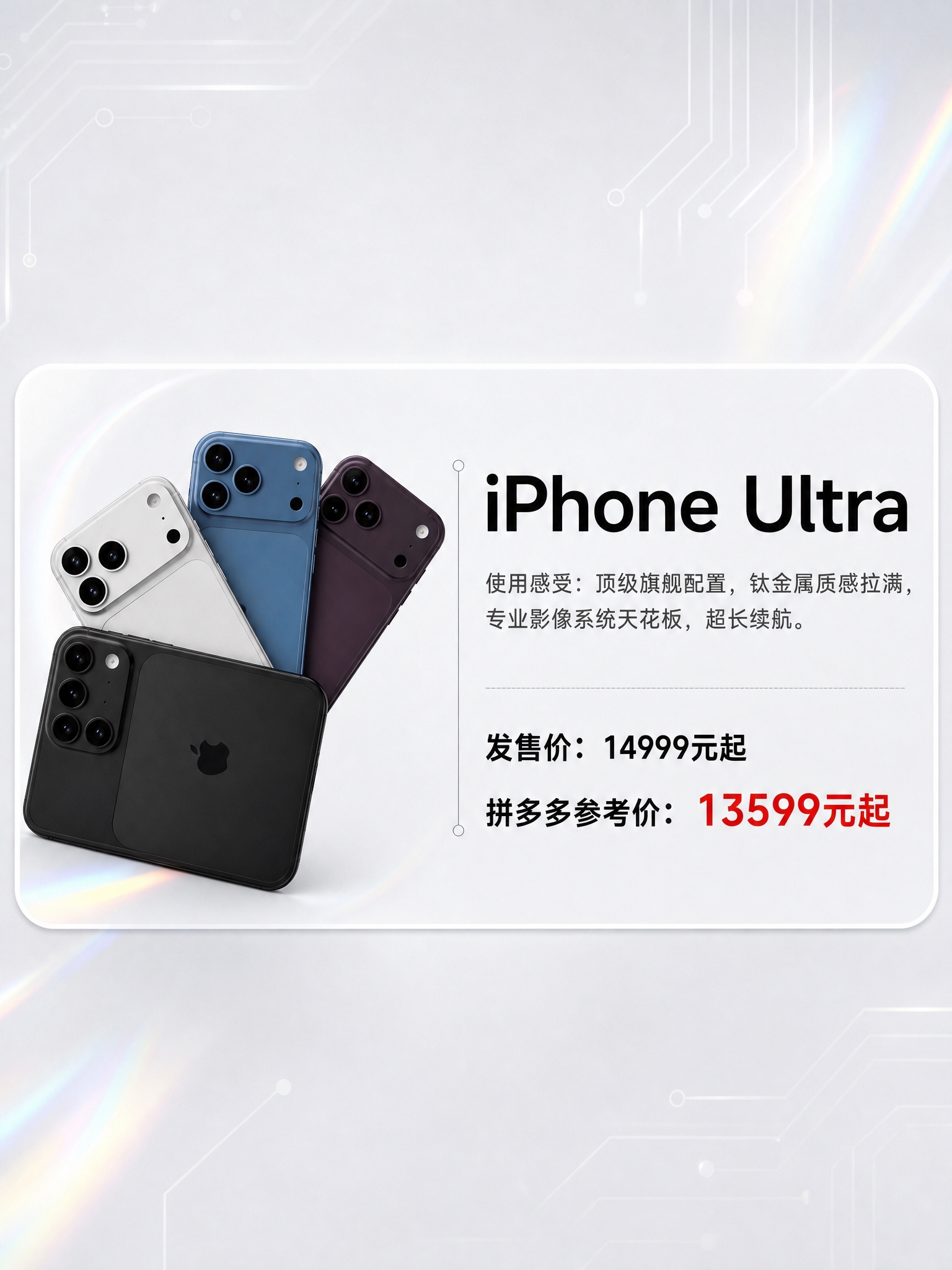 一张竖版3:4比例的数码产品测评海报，整体风格为黑白浅色高级科… - 图片创意预览