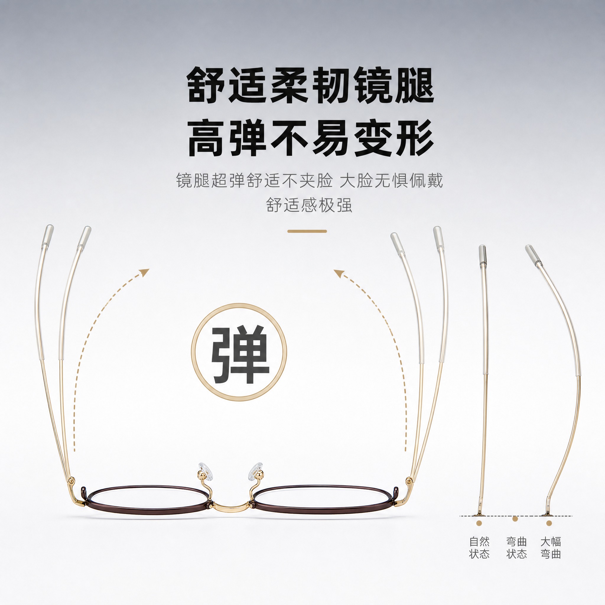 [主图-3] 材质结构亮点，核心任务：展示高弹柔韧镜腿，证明大… - 图片创意预览