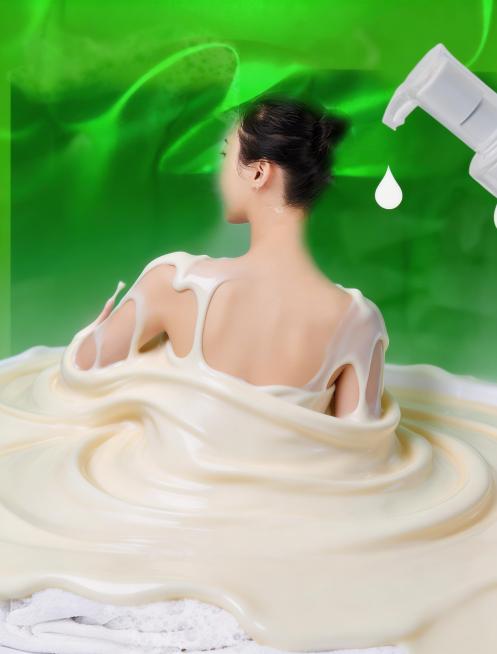 将图中的泡沫替换成乳液形状，保持原图风格和美观度预览效果